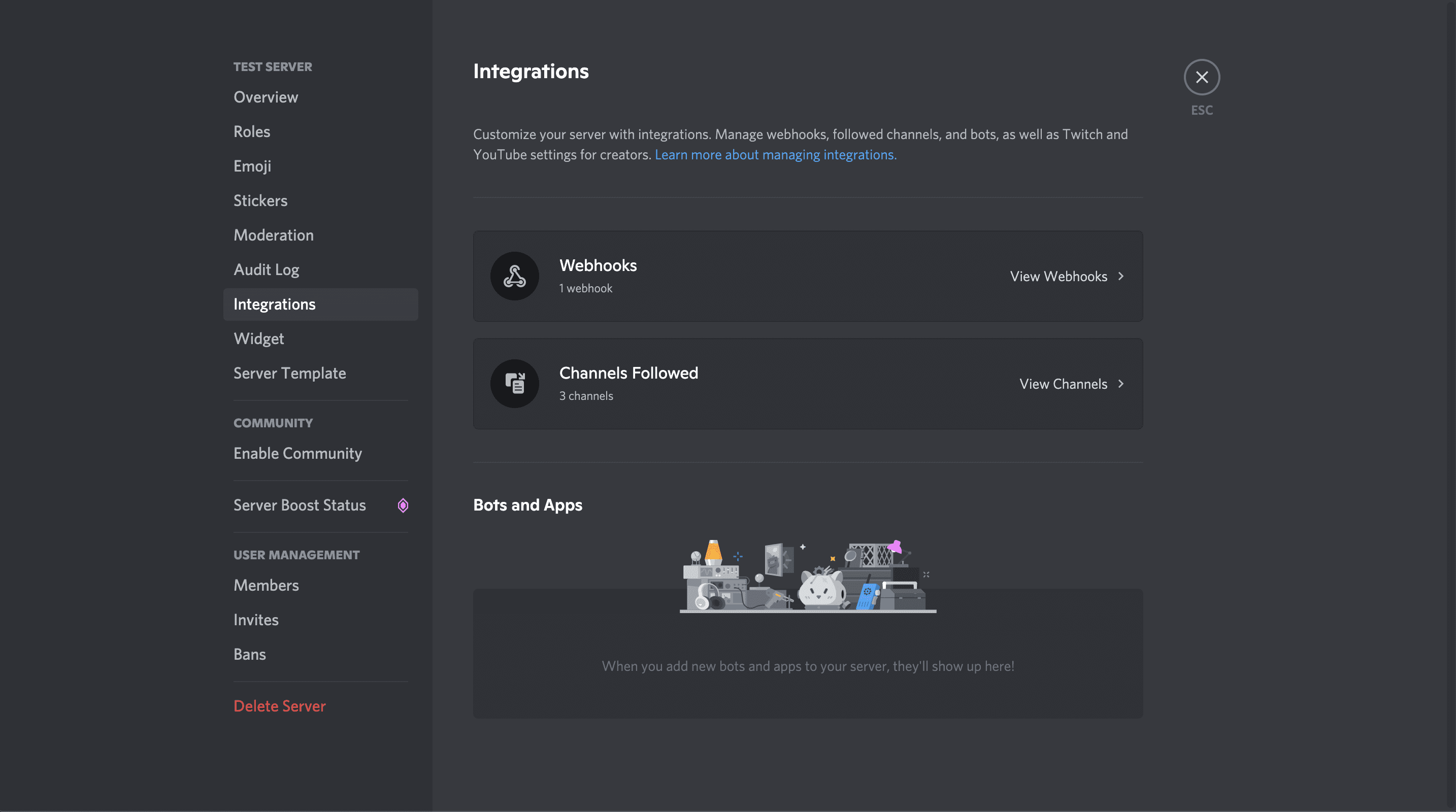 discord settings integrations