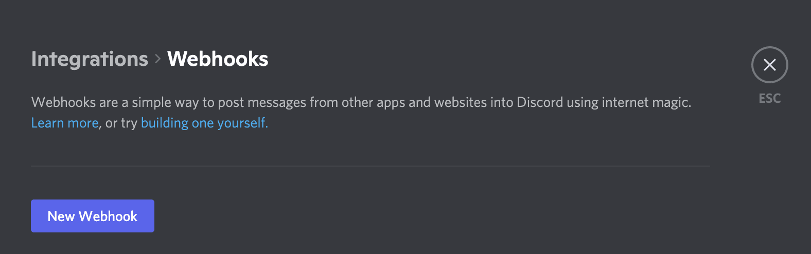 new webhook button