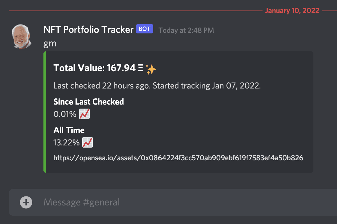 nft tracker bot message