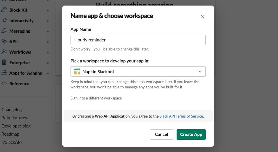 Slack app configuration