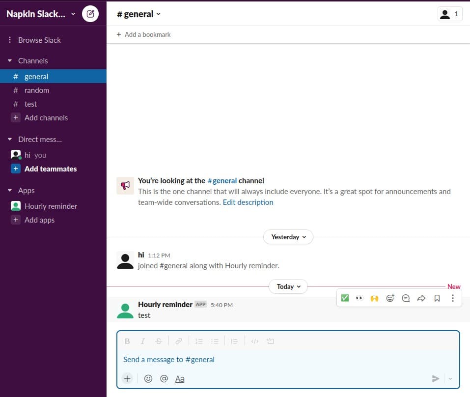 Slack message sent using curl command